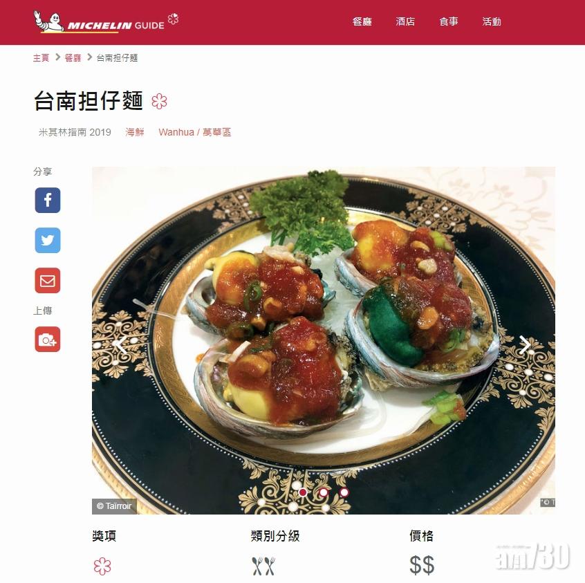 首摘一星的「台南担仔麵」。