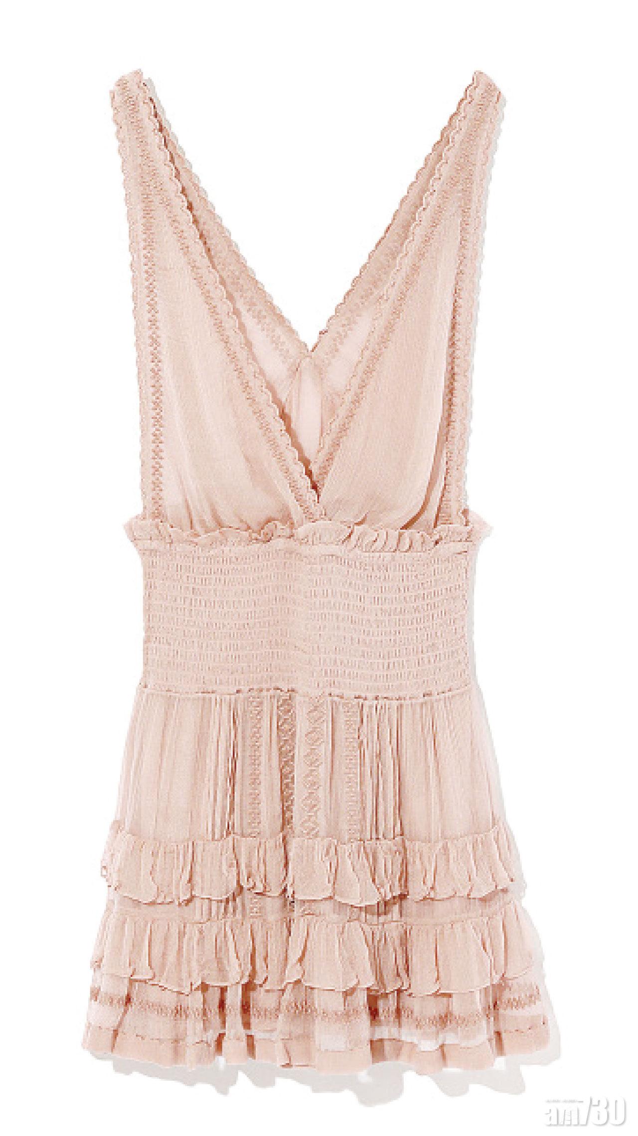 粉紅色ruffles vest dress $4,399(B)