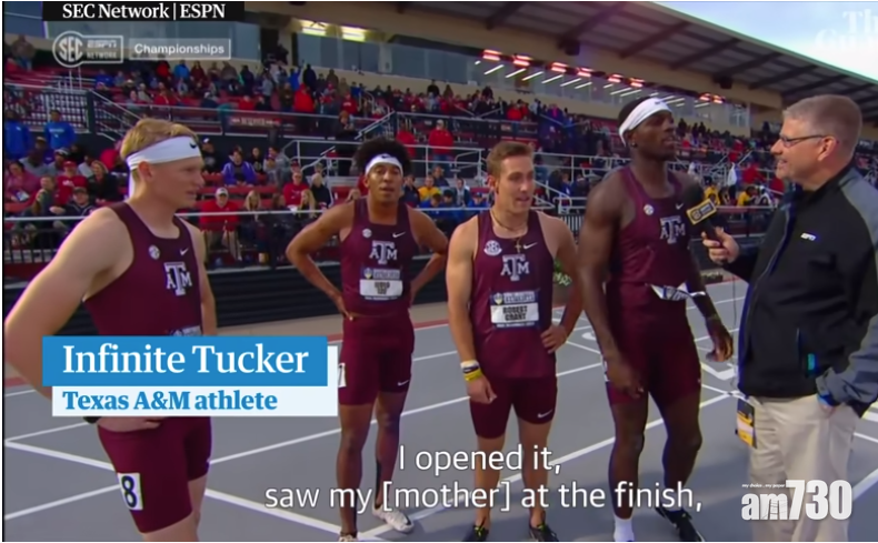 當張開眼時,見到他母親在終點線。