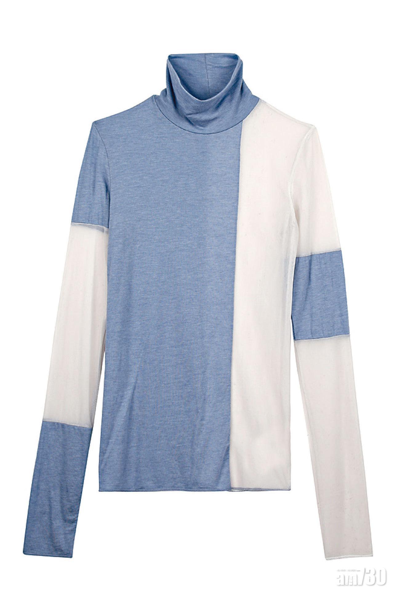 藍白樽領two tone knit top $439