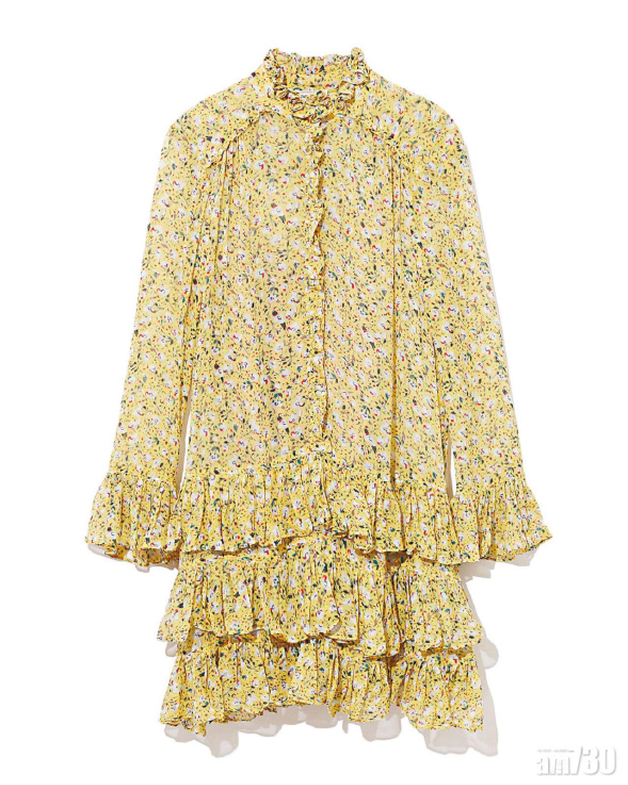 黃色floral print ruffles dress $3,350(E)