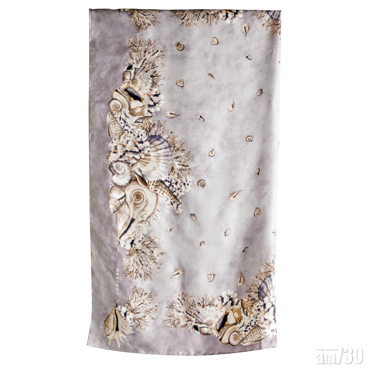 灰白貝殼圖案scarf $980