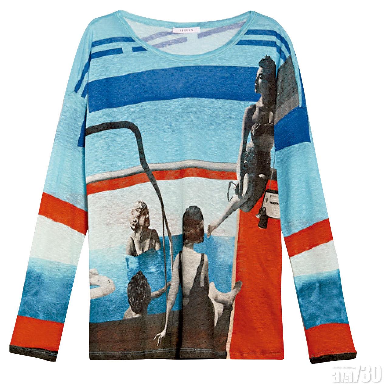 藍紅色橫間泳池圖案top $2,580(A)