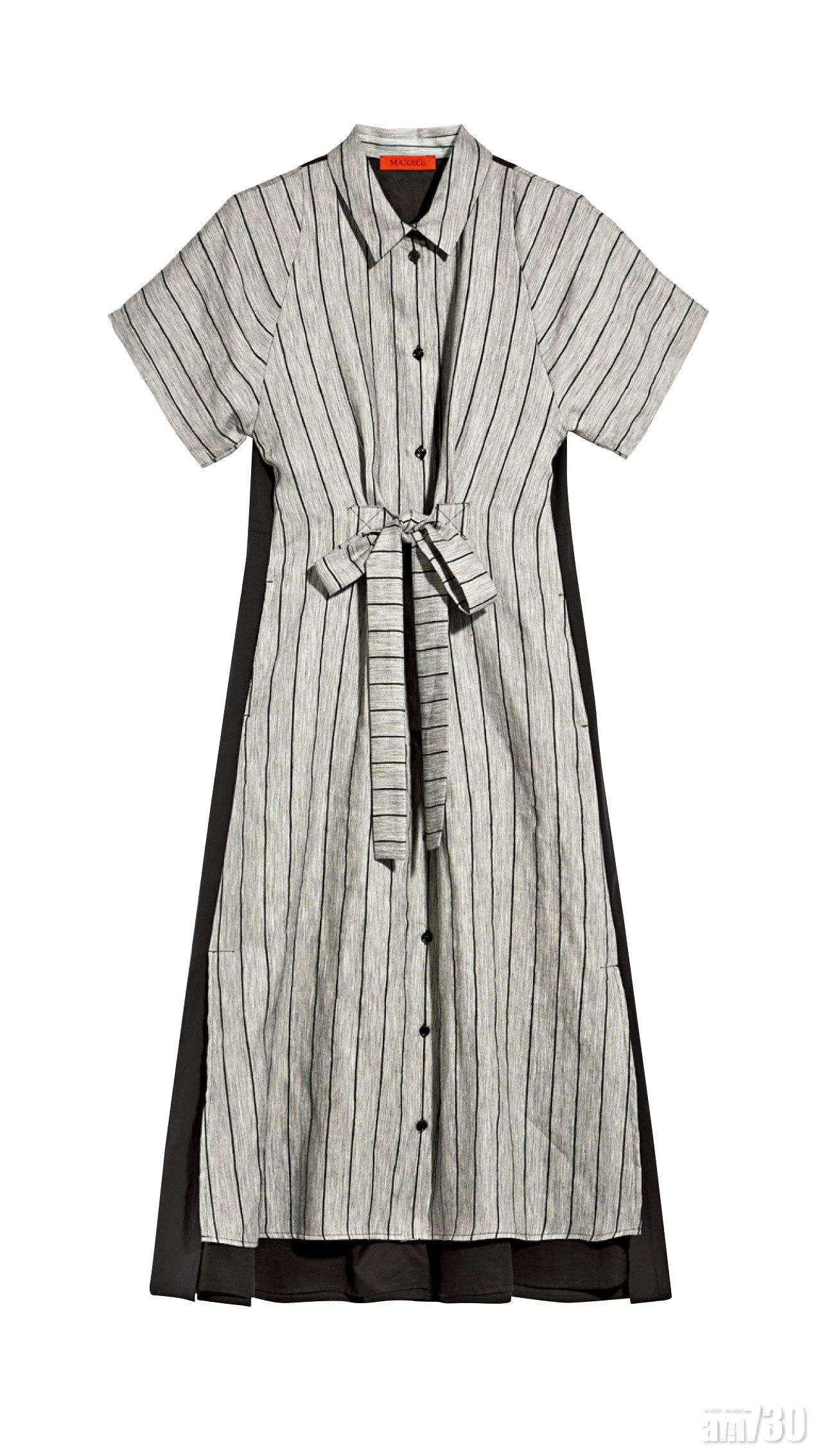 灰黑色條子拼布shirt dress $2,980(D)