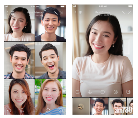 更新後手機最多可以同時顯示 6 個與會者。