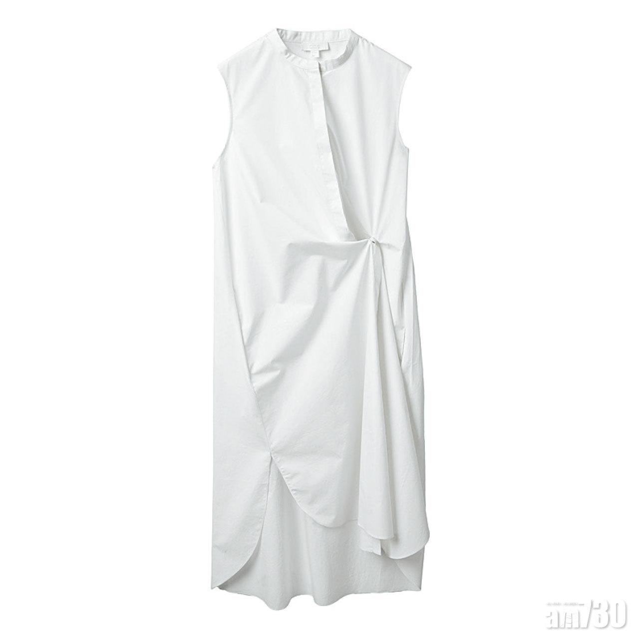 涼快清爽的白色是夏季專屬顏色,裙身打褶不對稱等細節,為淨白連身裙增添亮點,不致太單調。($890,COS)
