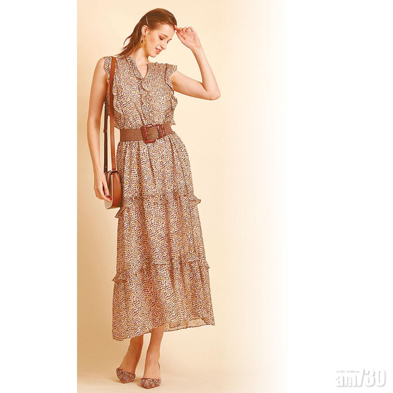 質料輕盈透薄,tiny leopard print配大地色系,柔和優雅,勾勒出女性natural beauty。($TBC,Marc Cain)