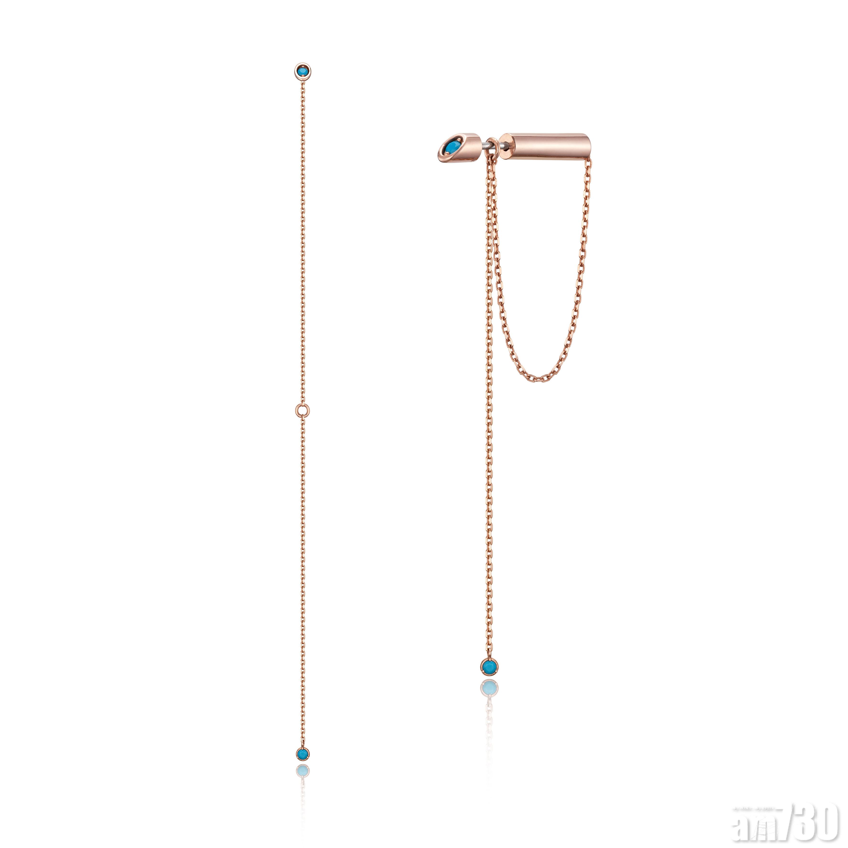 925純銀鍍14K玫瑰金鋯石耳環 $890(單隻)