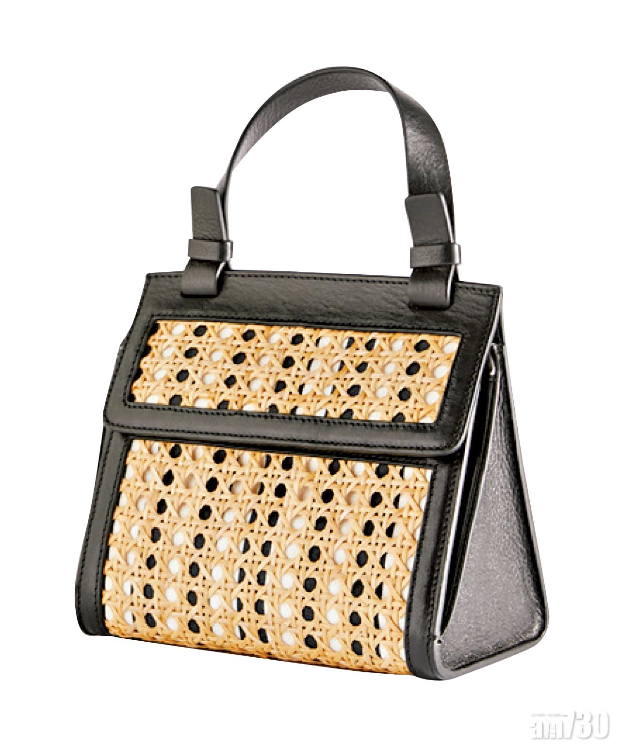 1. 啡色藤織拼黑色皮革小手袋 $3,280 (c)