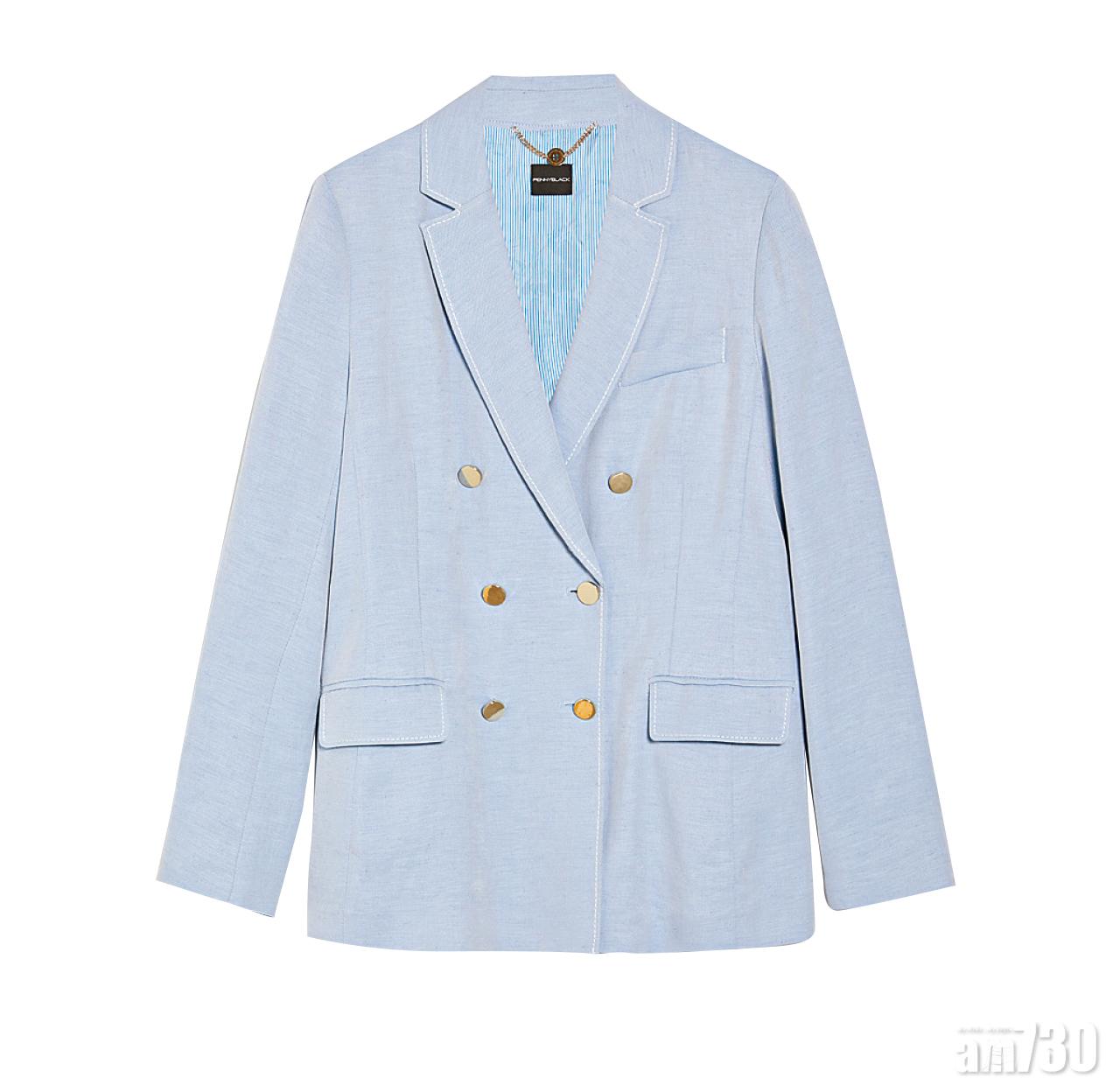 3. 淺藍色薄身西裝外套 $3,780 (e)
