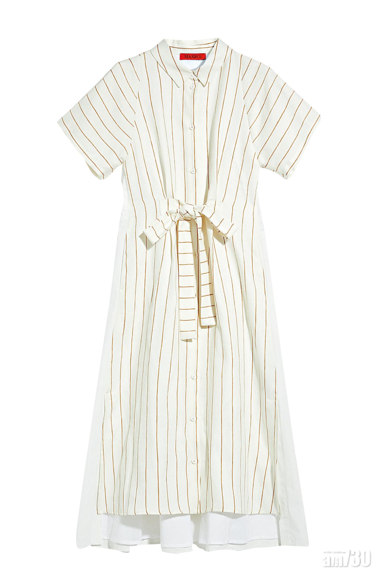 4. 啡x白條子恤衫款連身裙 $2,980 (d)