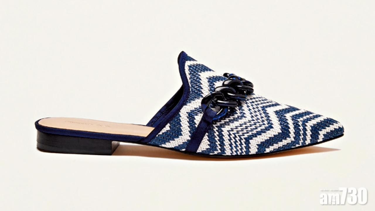 9. 藍x白幾何圖案尖頭mules $ 1,380 (e)