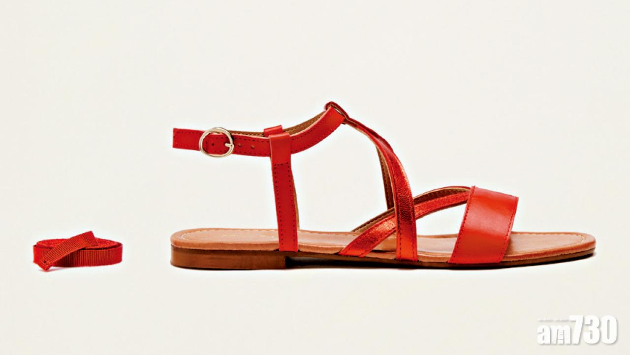 14. 紅色平底涼鞋(附紅色絲帶)$1,480 (e)