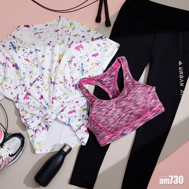 Ztay Dry Y back Sports Bra $139;
短袖潑墨運動Tee $139;透氣橡筋褲頭七分褲 Capri 169