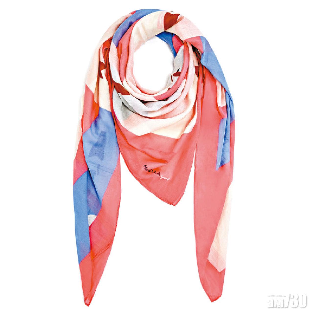 粉色幾何圖案圍巾 $780 (b)