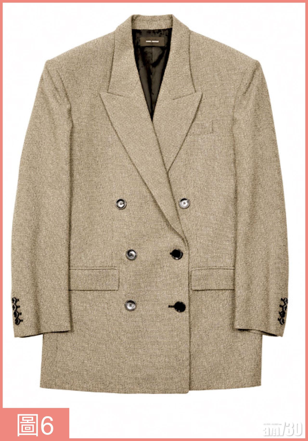 6.看似平平無奇的淺啡外套向來甚為討好,一件樽領,又或喱士top襯裡皆能添上獨特風格,平易近人又不失型格!($9,390,Isabel Marant)