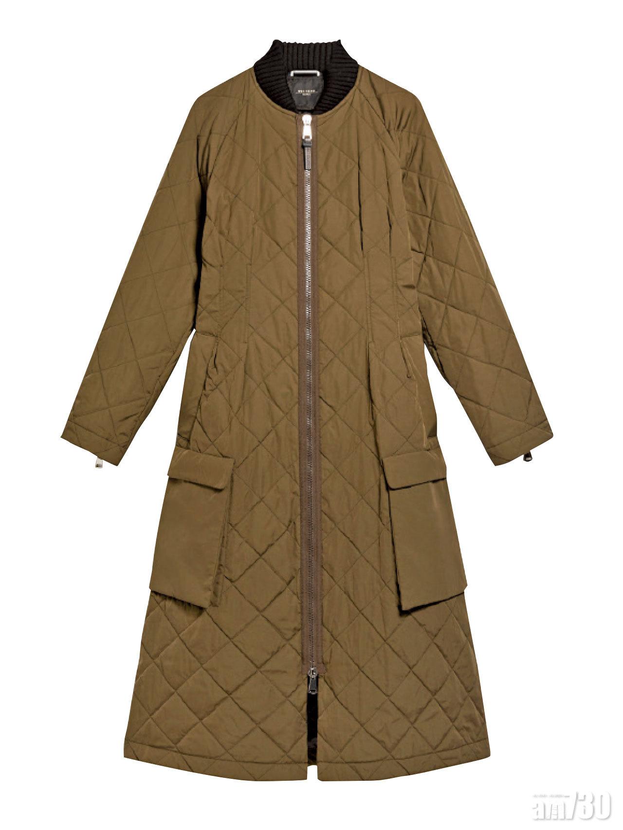 軍綠色夾棉長褸 $10,180 (c)