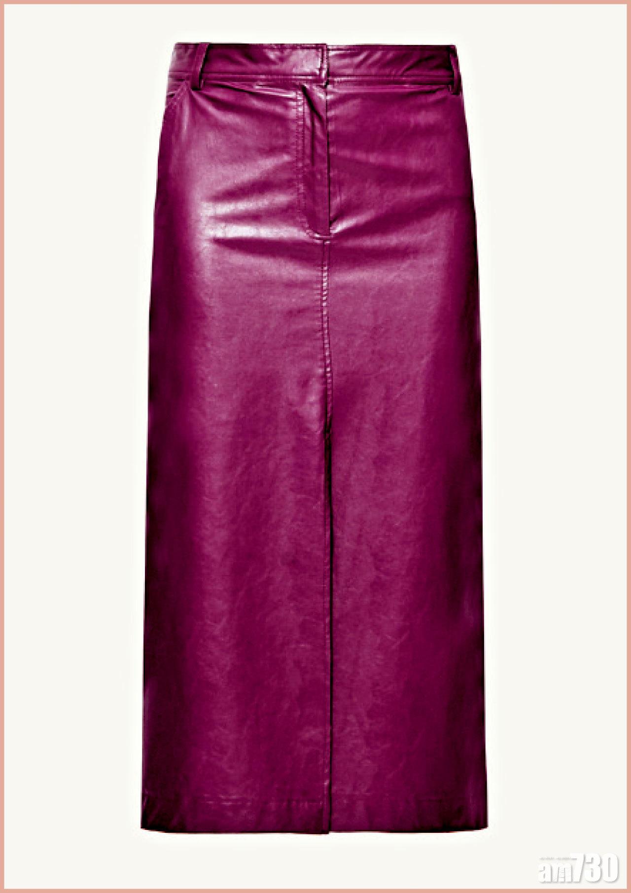 紫色皮革pencil skirt $1,880 (d)