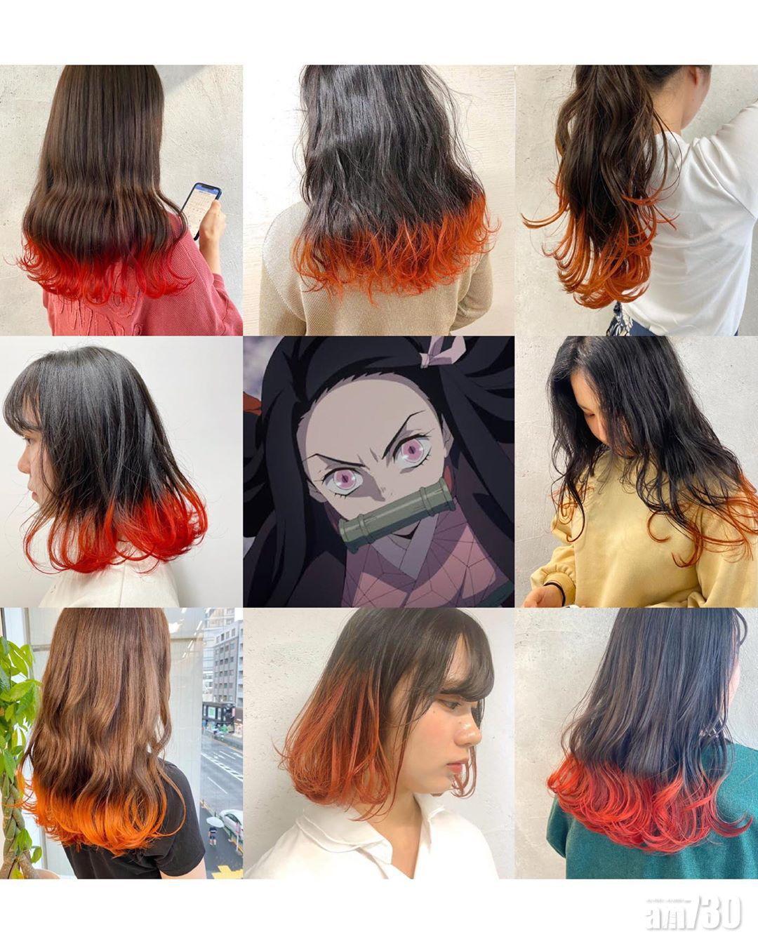 不少日本人都拿著禰豆子的照片,指定要染同款髮色。(Instagram @nimucolour)