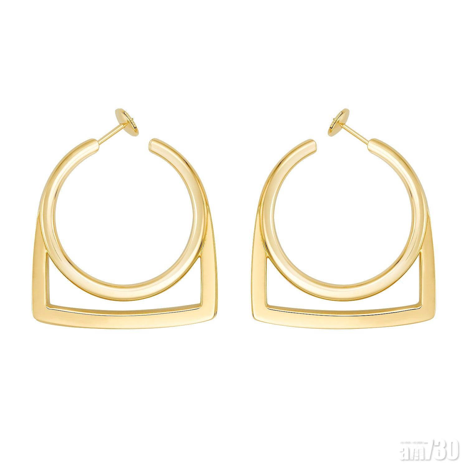 Success系列以俐落的線條打造出型格與硬朗個性。黃金耳環。($34,800)