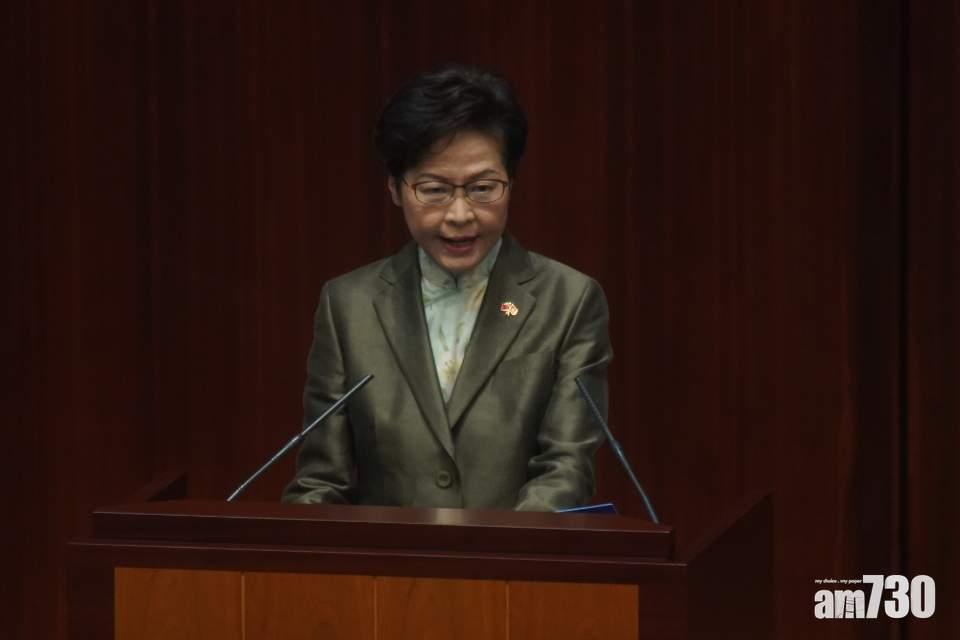 林鄭月娥公布《施政報告》交代訪京成果。(陳奕釗攝)