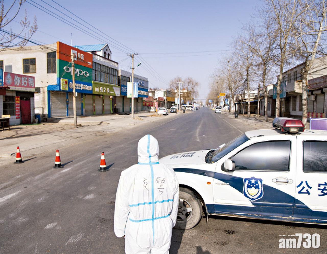 河北重災區石家莊藁城區小果莊村仍然封閉。(中新社)