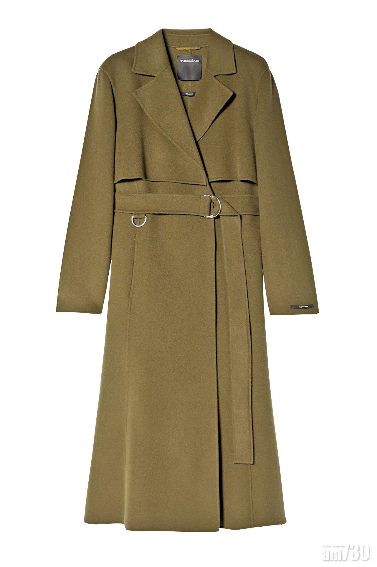 軍綠色呢絨long coat $9,880(G)