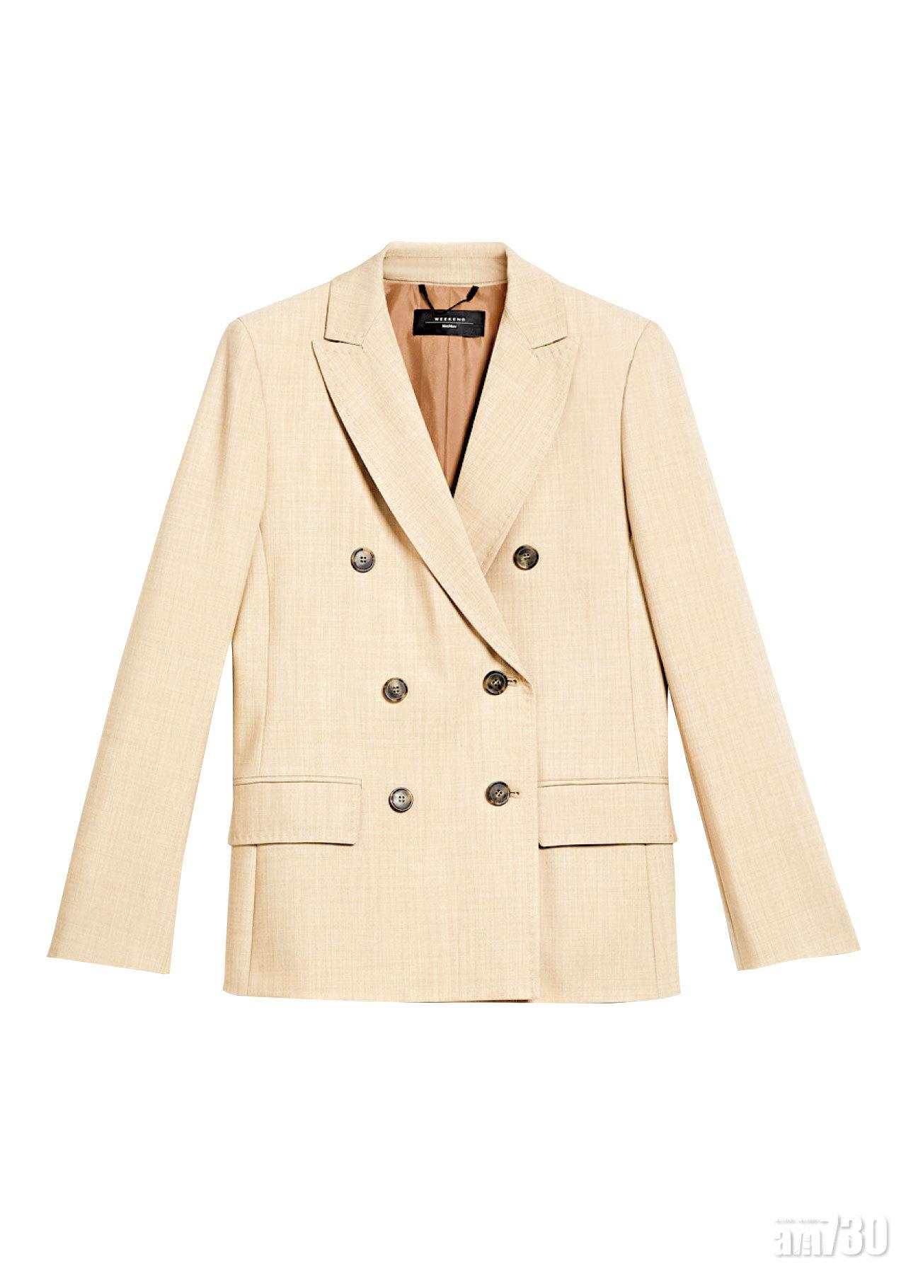 杏色短版孖襟blazer $5,380(A)