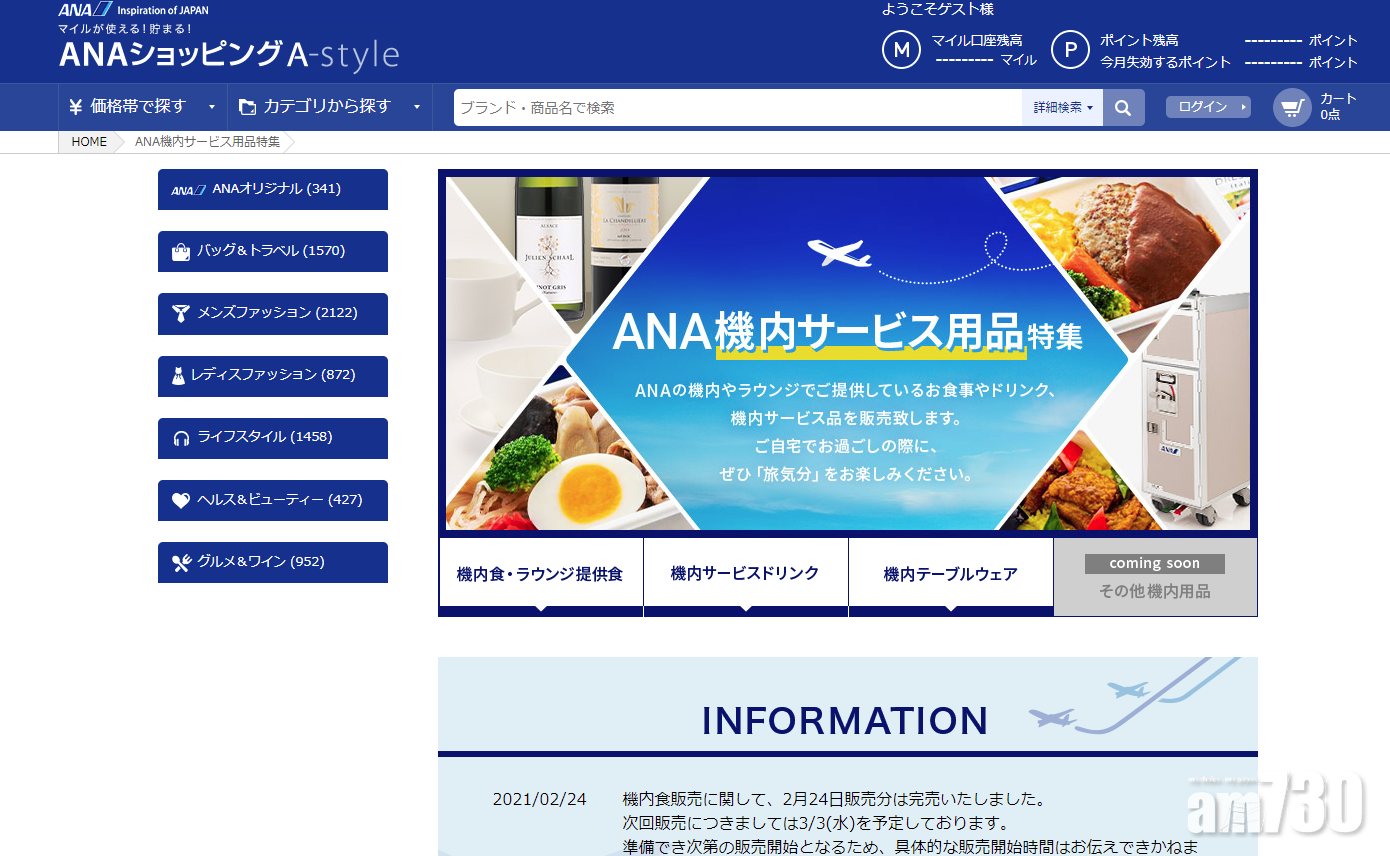 全日空網店。(互聯網)