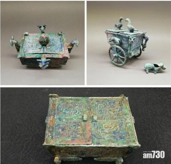 山西女貴族墓出土的不同造型微型銅盒。(互聯網)