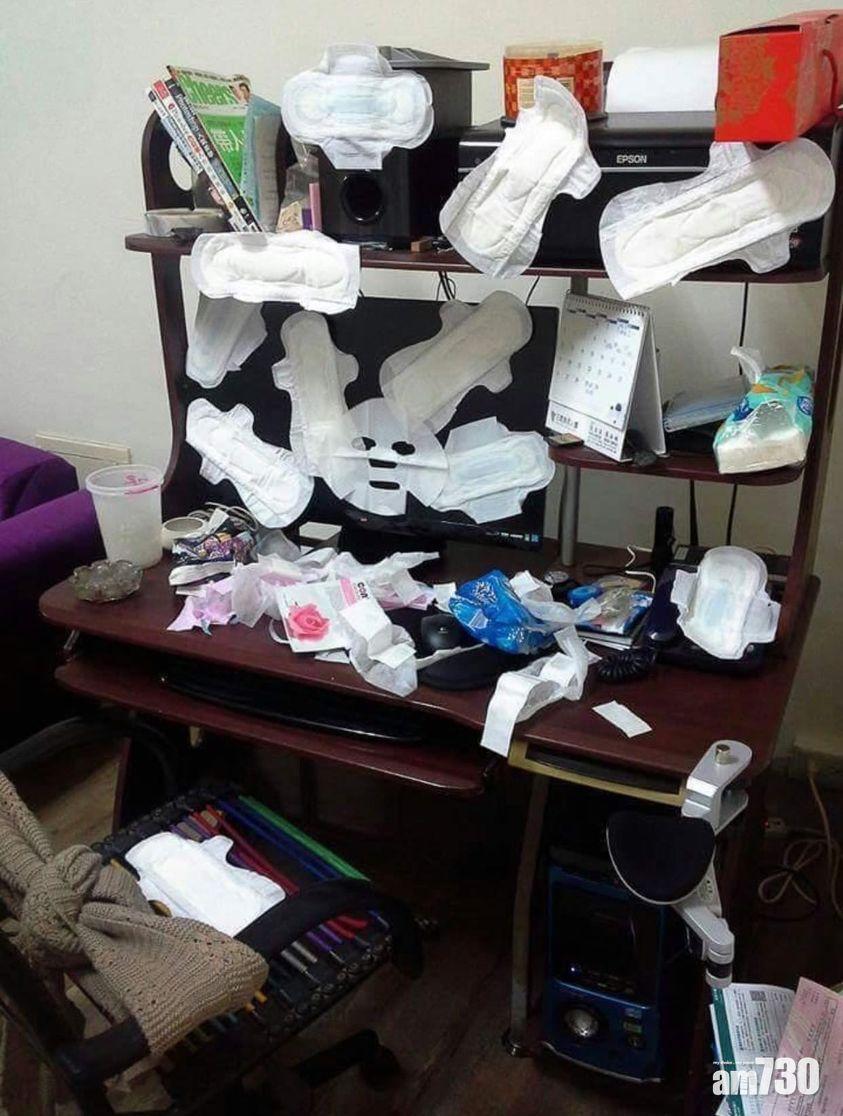 女友在男友的電腦貼滿衛生巾報復,網友笑言「應該再給男友點『顏色』瞧瞧」。(爆廢1公社圖片)