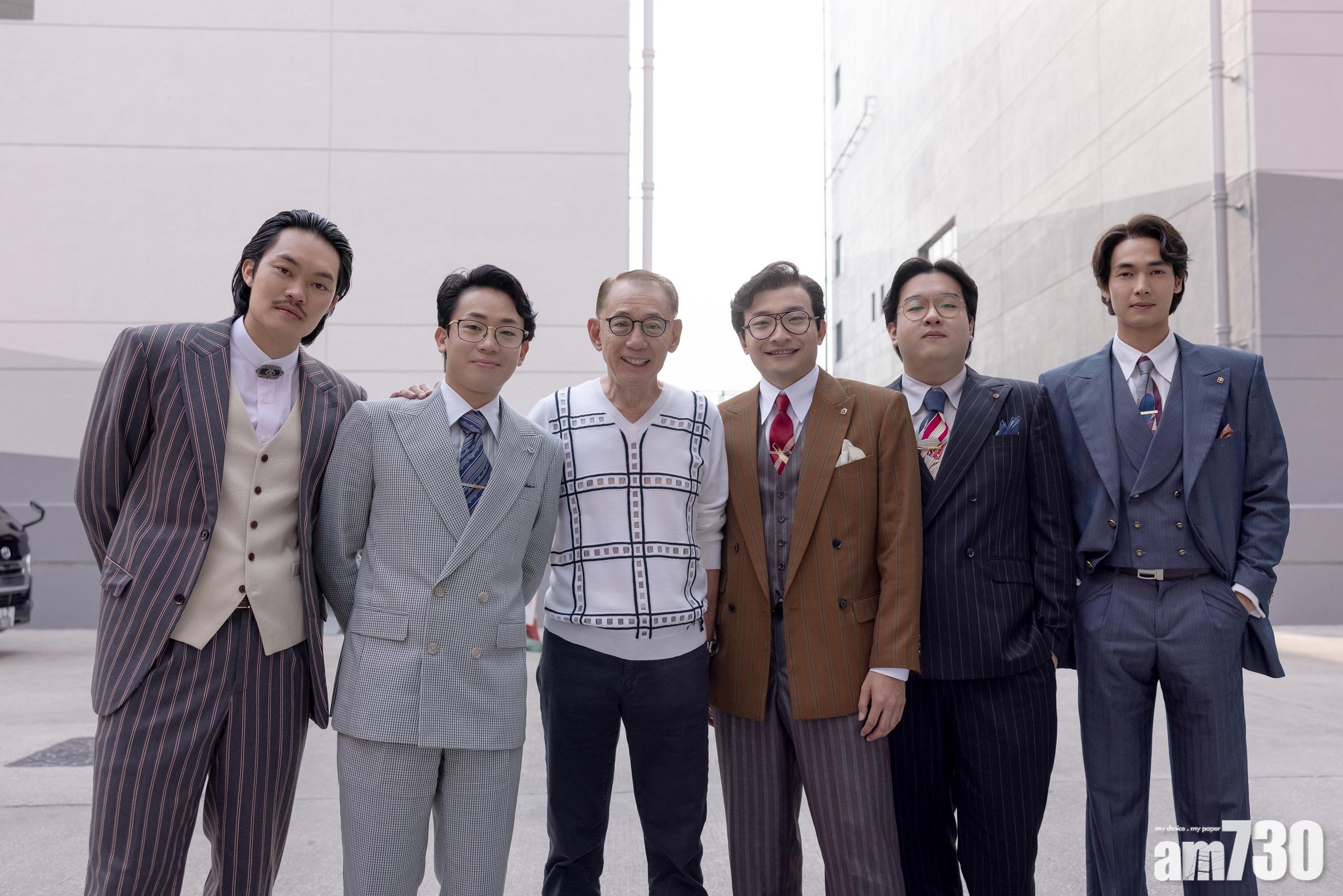 楊受成探班與一眾新演員胡子彤、岑珈其、何啟華、徐浩昌及楊天宇合照。