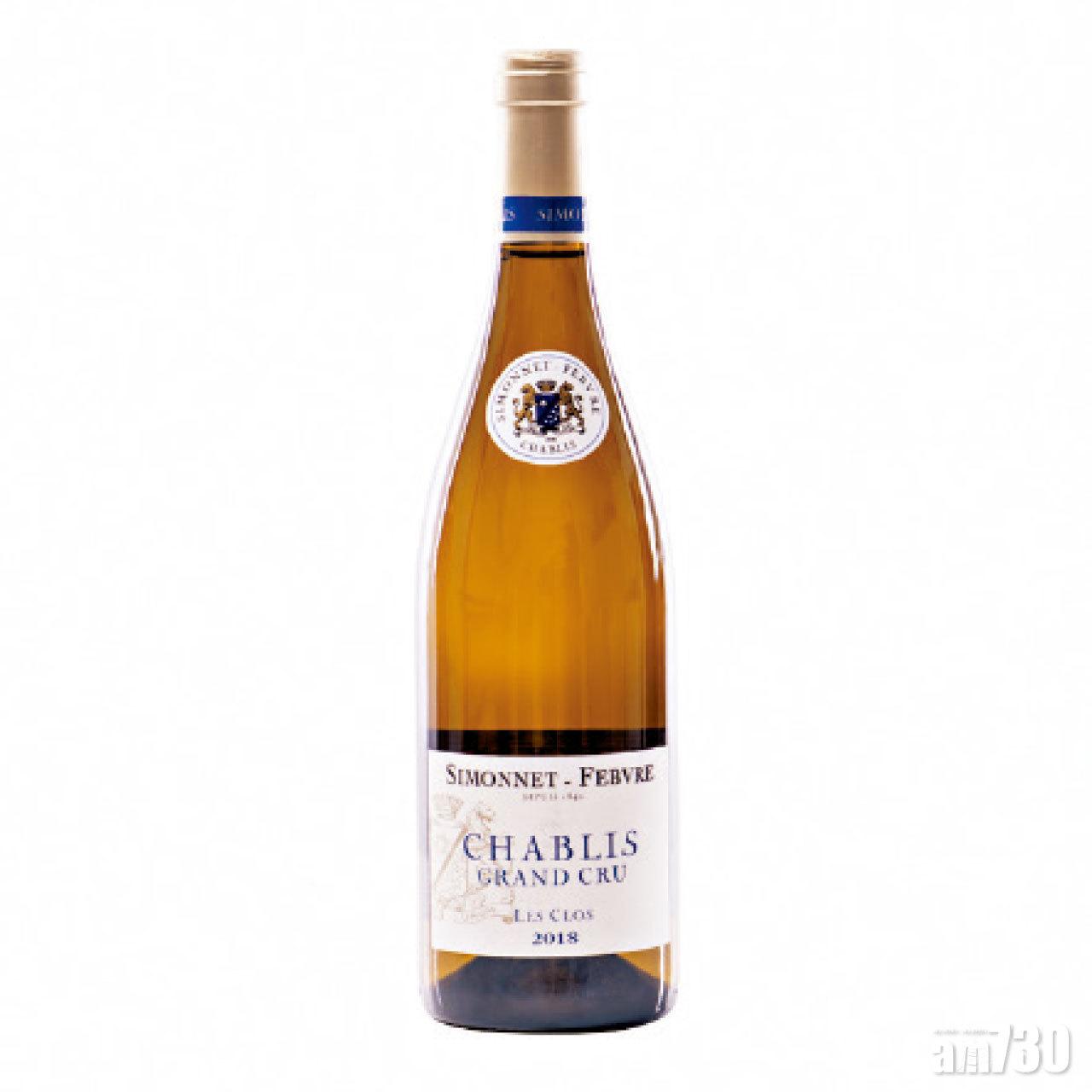 Chablis Grand Cru,
Les Clos 2018
Maison Simonnet-Febvre
有異國水果丶榛子和香草的複雜香味,充足礦物餘韻,平衡有致。適合烤魚、烤白肉及以白汁為基礎的白肉一起飲用。($914│WineShopAsia)