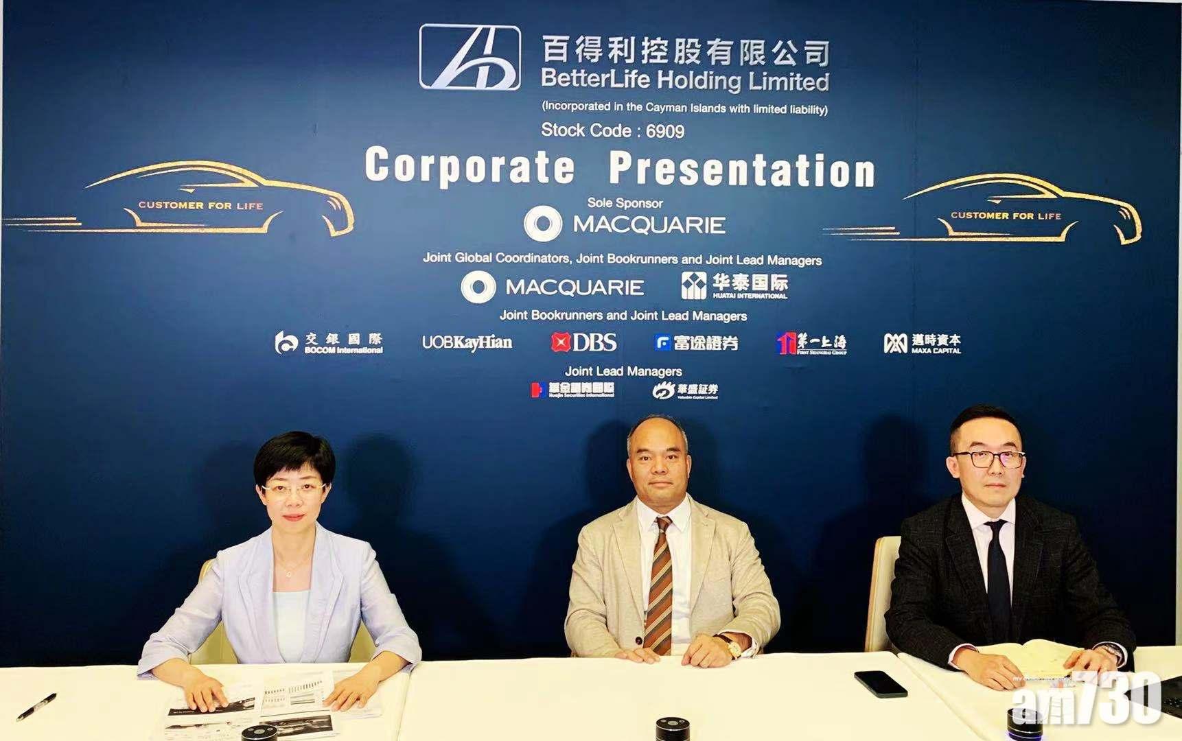百得利(6909)籌最多7.2億元。