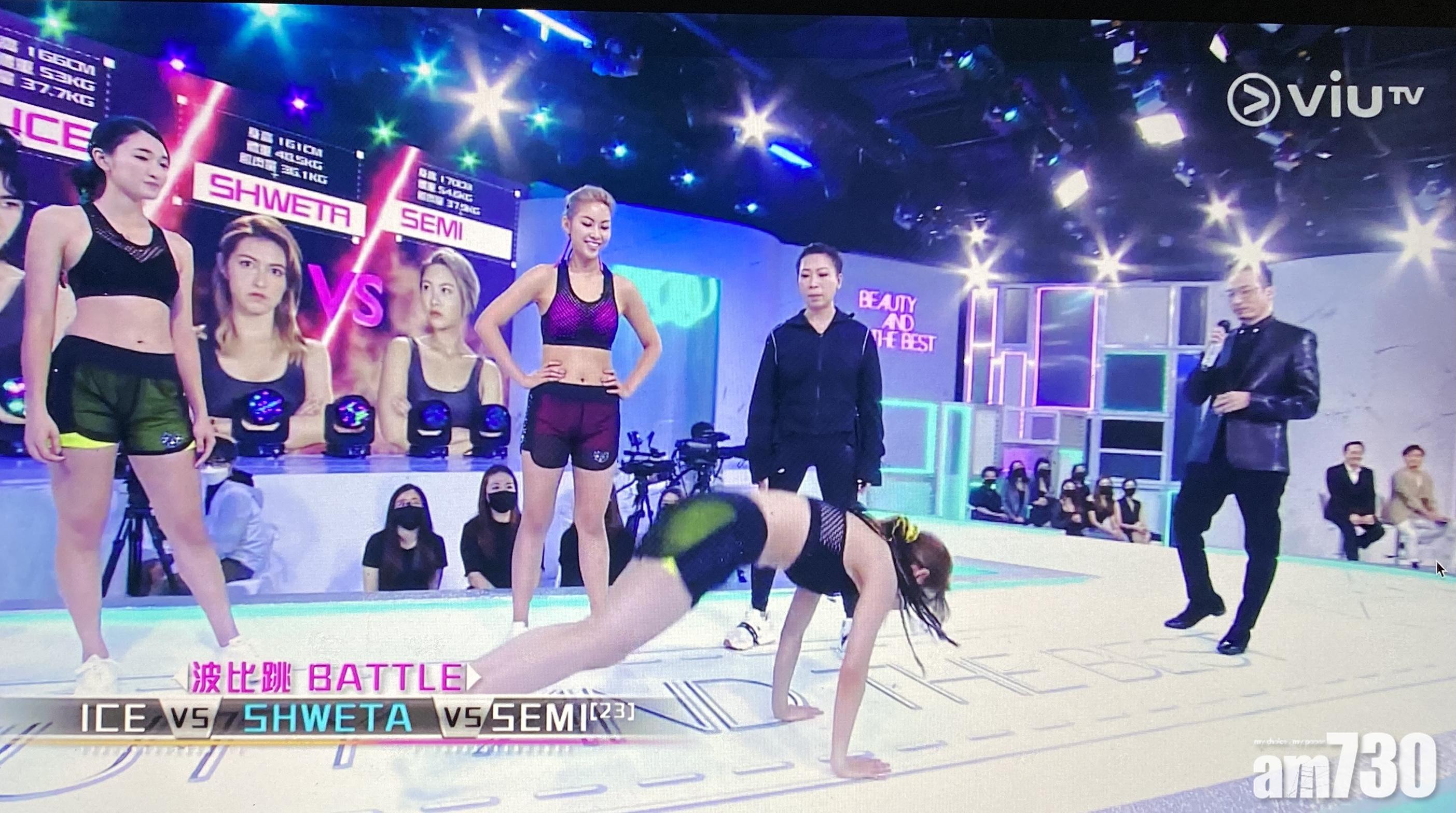 3位佳麗鬥體能,波比跳是考消防員的體能測試之一。