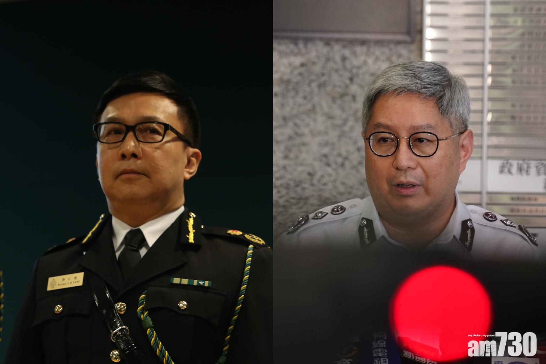 入境處長區嘉宏(右)、海關關長鄧以海(左)被指涉違反限聚令被票控。(資料圖片)