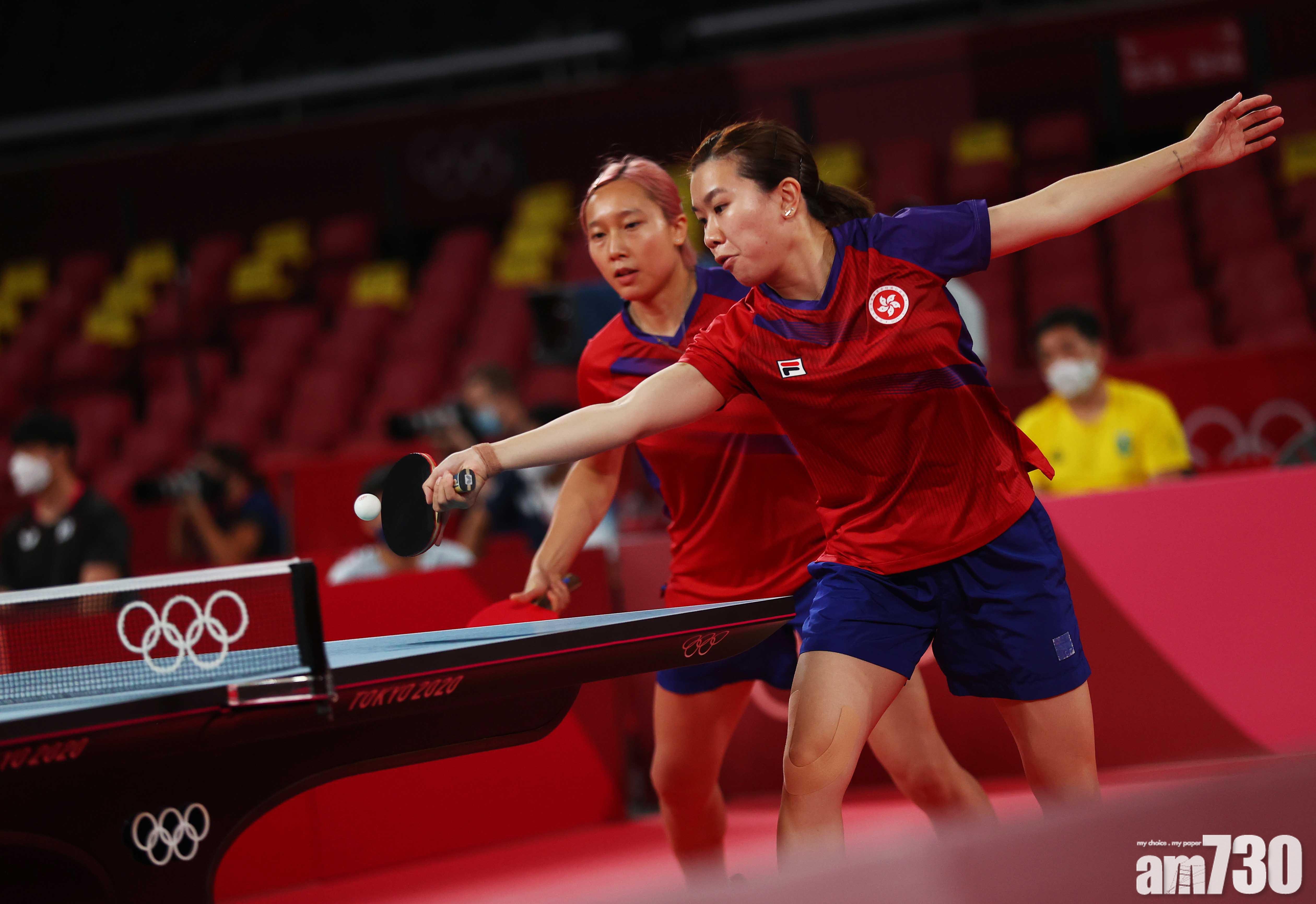 蘇慧音及李皓晴合作的雙打直落3盤勝出。(路透社)