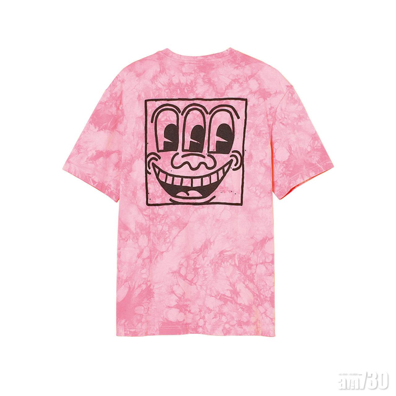 粉紅色人面圖案tee $99.9