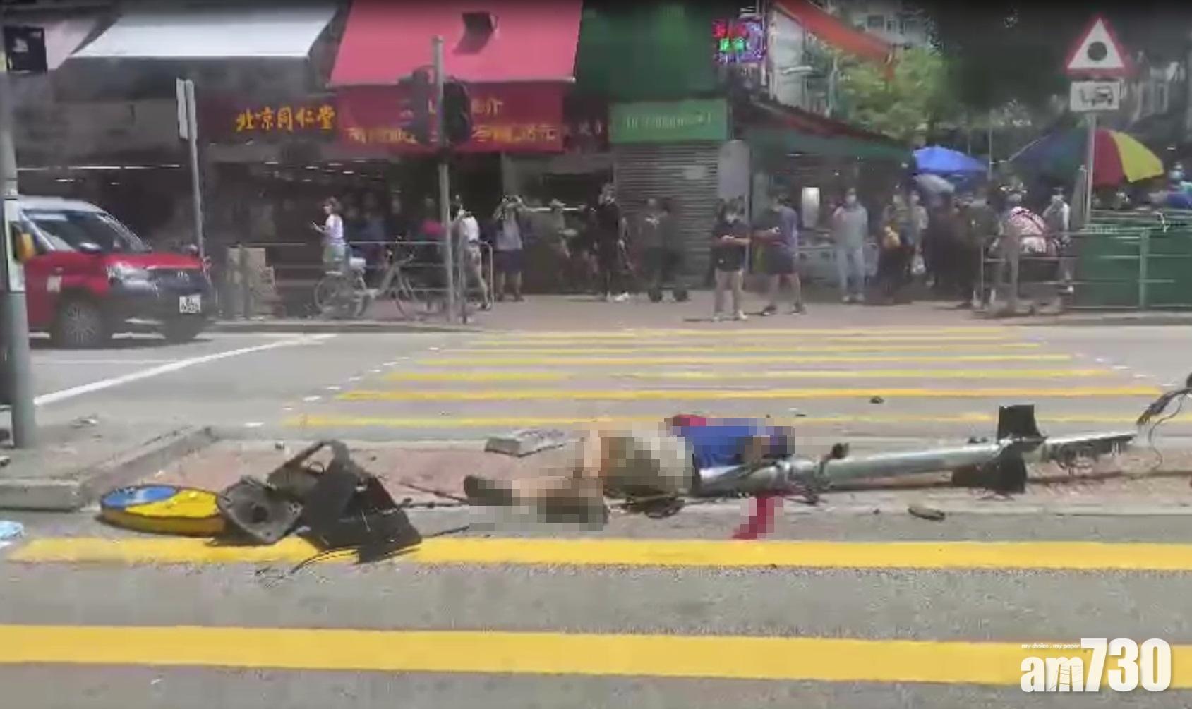 意外後,傷者倒臥地上。(互聯網)