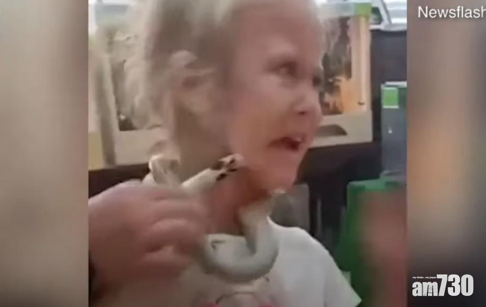 蛇突然一咬,女童嚇親。(互聯網)