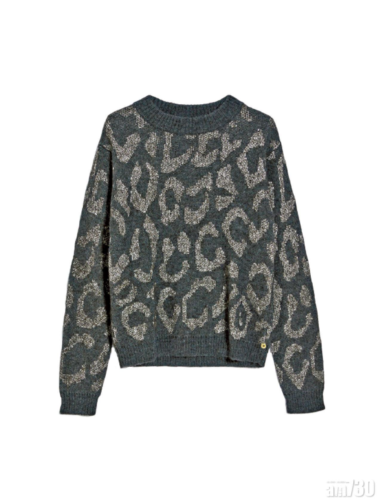 黑灰色豹紋knit top $2,280(E)