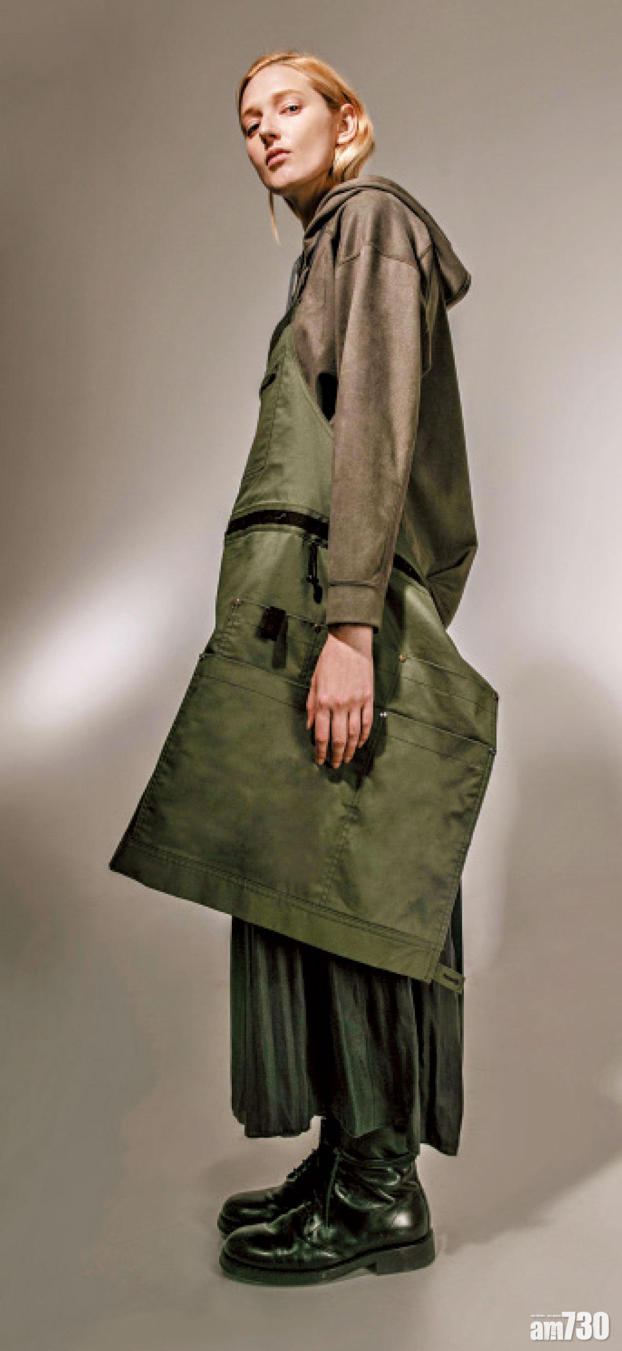 新設計集前衛風格與功能性,Water Repellent防潑水衣料,能短暫阻擋雨水。