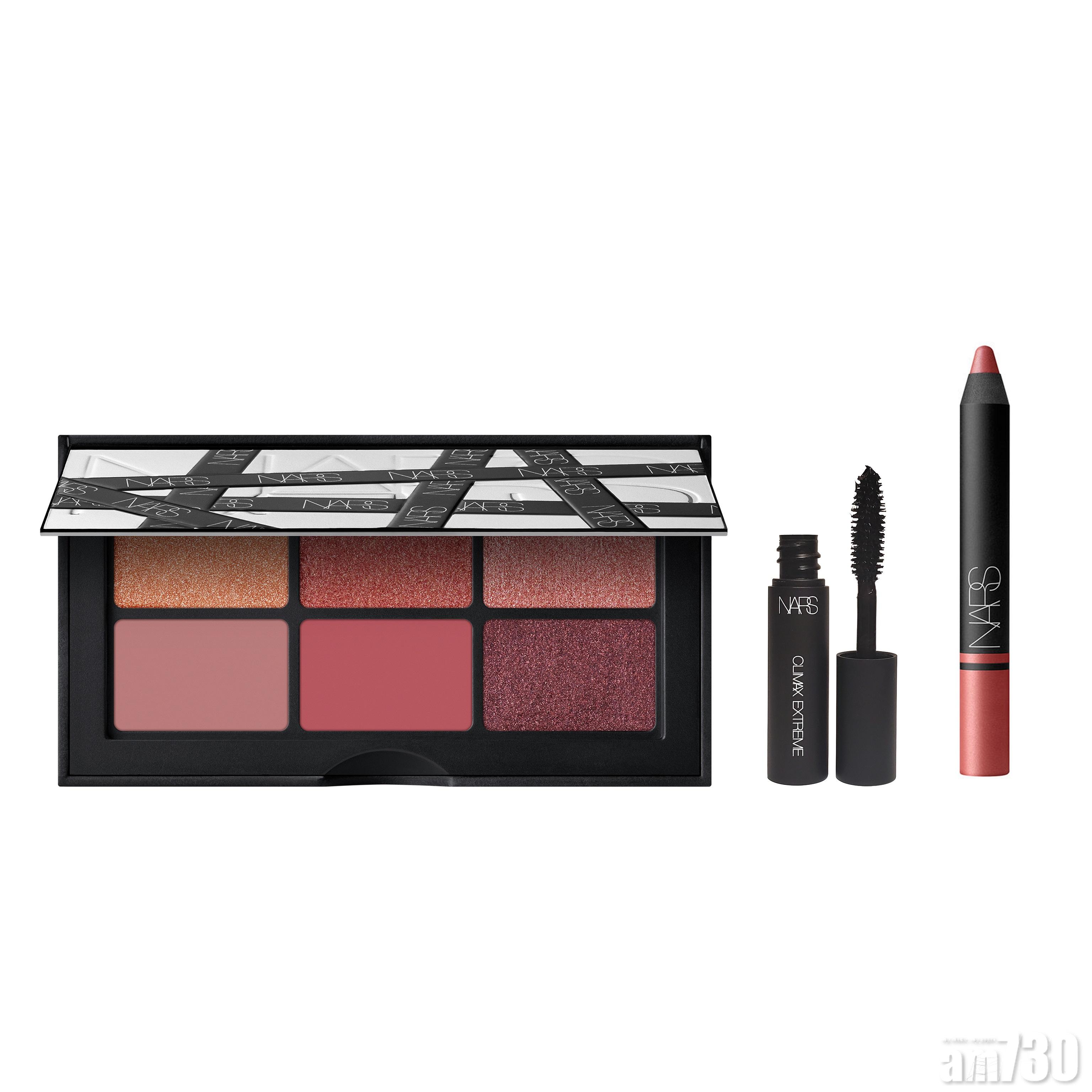 2021 SOGO Thankful Week 推介:NARS 限定節日眼影組合套裝 (只限10月30日尖沙咀店)
$300 (價值$692) 43折
.UNWRAPPED迷你眼影組合 #Dolce Vita
.迷你Climax Extreme睫毛膏 2g
.迷你絲緞亮澤唇膏筆 1.7g