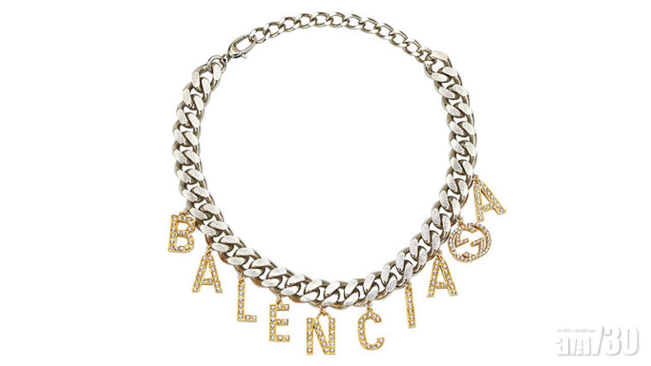Balenciaga閃石charm頸鏈,G字用上孖G logo。