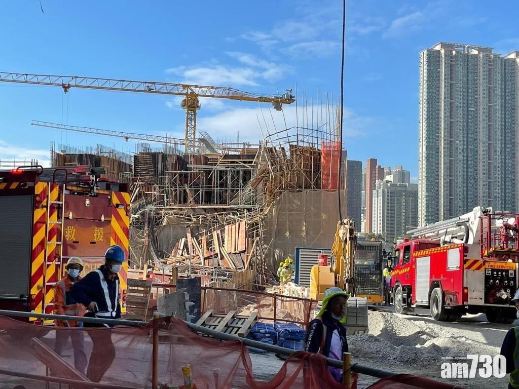 啟德體育園地盤巨型棚架倒塌。(建築業揸機手足FB)
