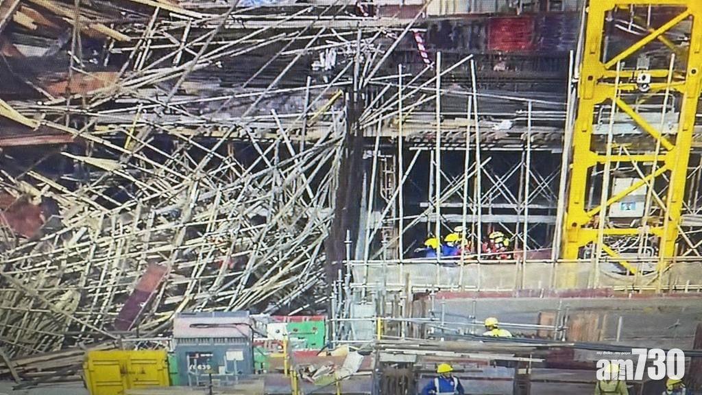 啟德體育園地盤巨型棚架倒塌。(建築業揸機手足FB)