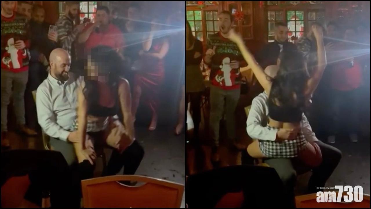 新紮女警忘我擺動,McGarry則笑得合不攏嘴,還多次伸手觸碰對方身體,顯得不亦樂乎。(網上片段截圖)