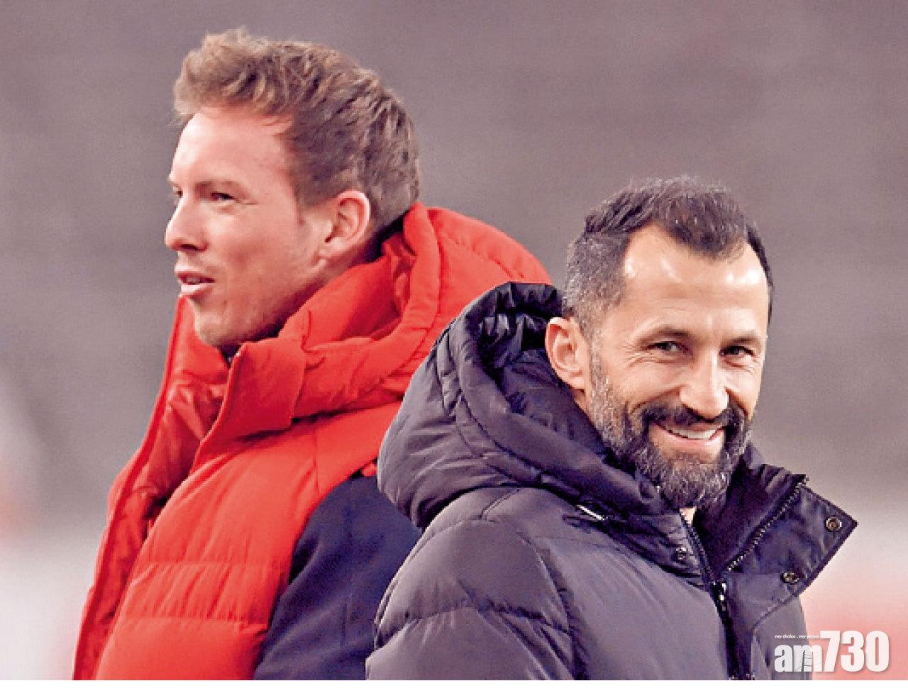 拜仁主帥拿高士文與總監沙歷咸美迪錫