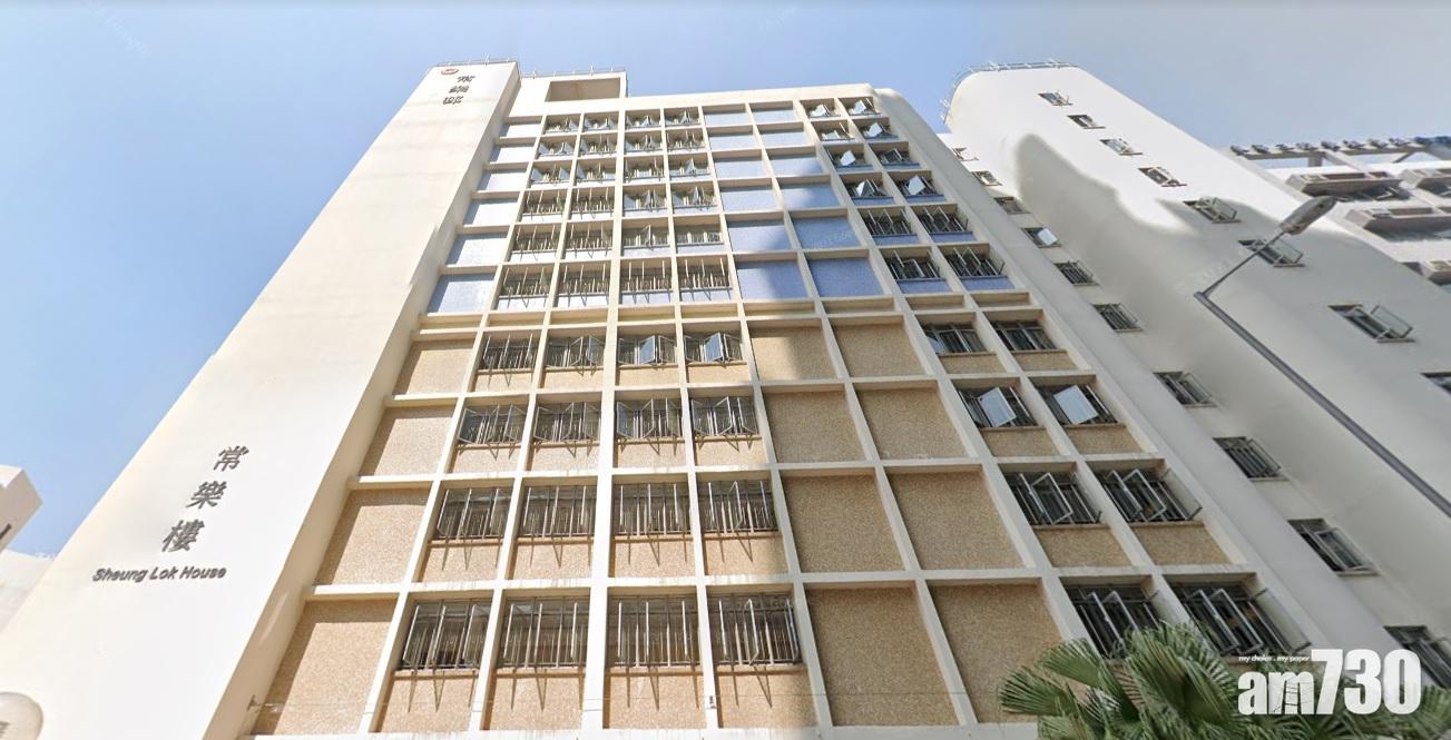 何文田常樂邨常樂樓對開地上,今早懷疑有男子從高處墮下。圖為常樂樓。(網上截圖)