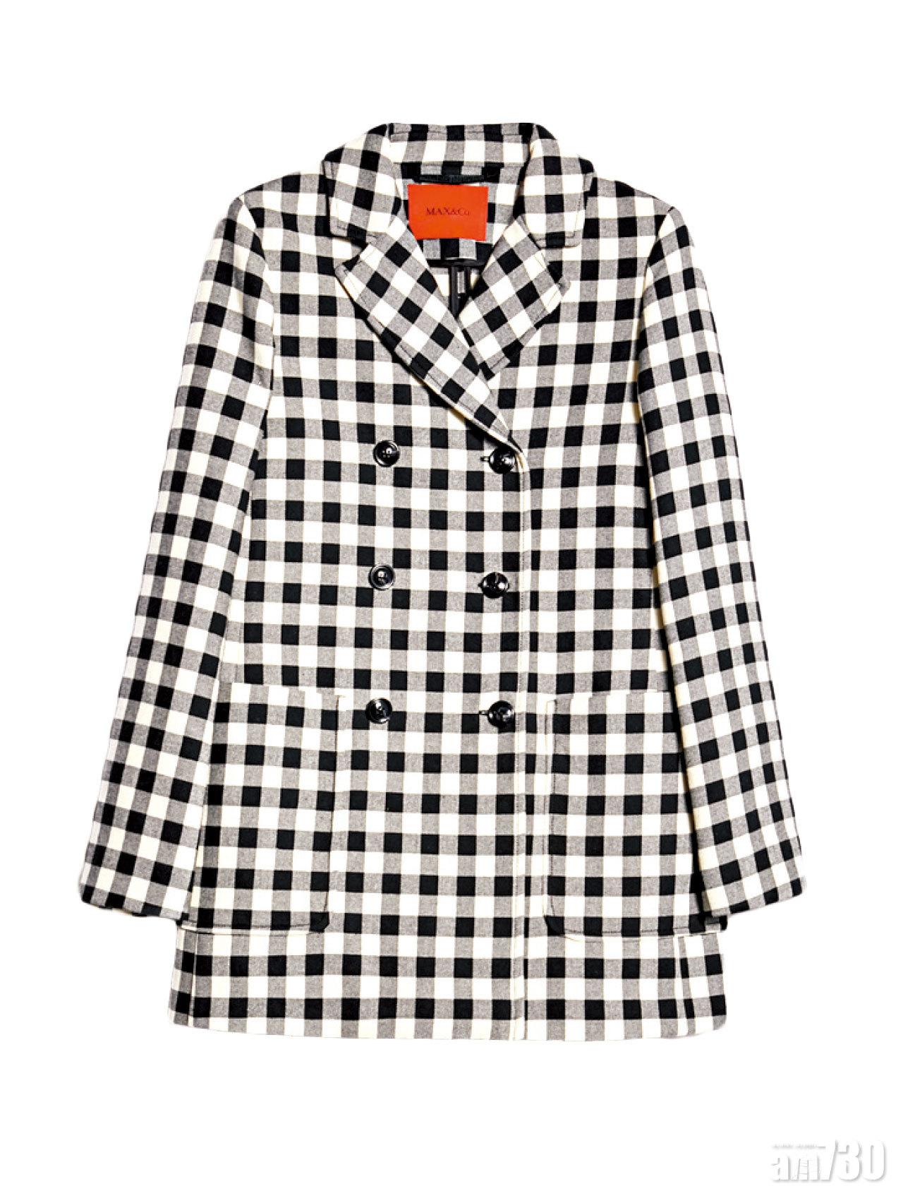 黑白色格紋pea coat $4,980(B)